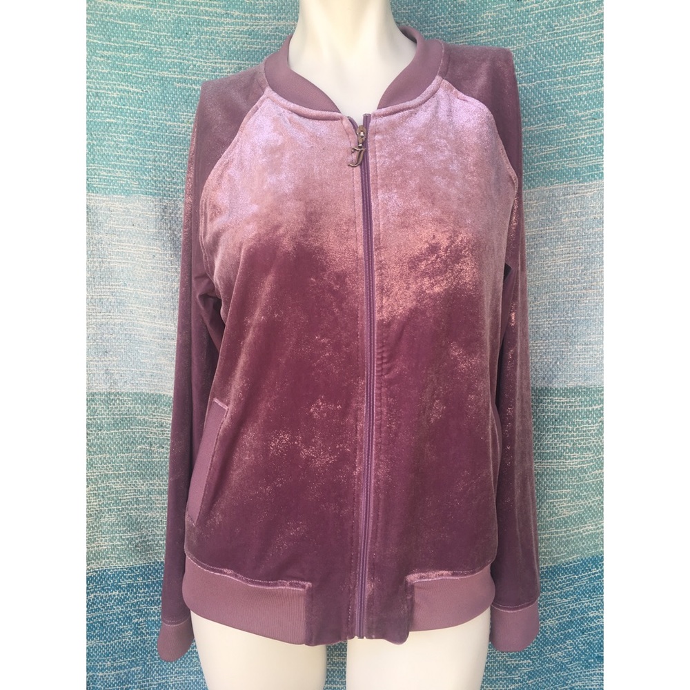 Juicy Couture Pink Metallic Velour Track Jacket